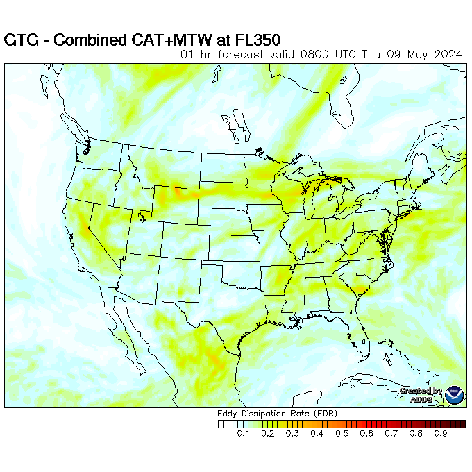 map for Maximum Turbulence Potential - 1hr