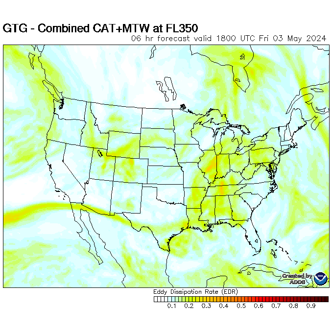map for Maximum Turbulence Potential - 6hr