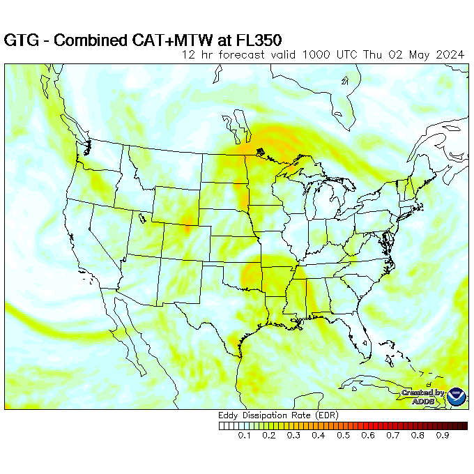 map for Maximum Turbulence Potential - 12hr