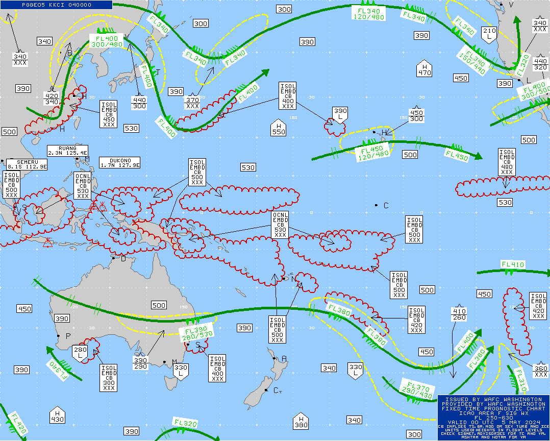 map for Australia / Asia / Pacific Turbulence Maps - 00 UTC