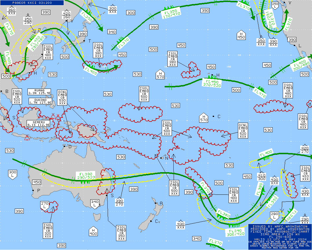 map for Australia / Asia / Pacific Turbulence Maps - 12 UTC