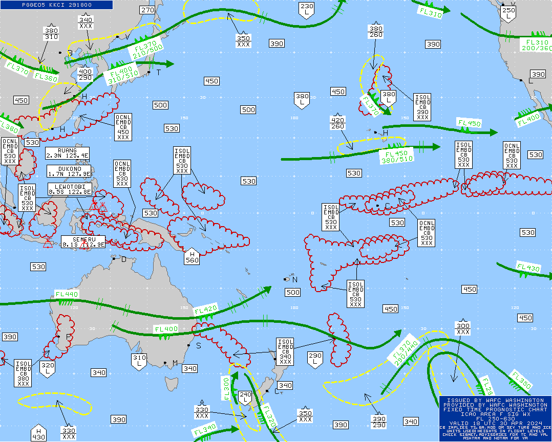 map for Australia / Asia / Pacific Turbulence Maps - 18 UTC