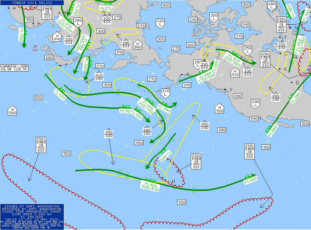 Polar Route Asia Pacific Turbulence Maps 12 UTC