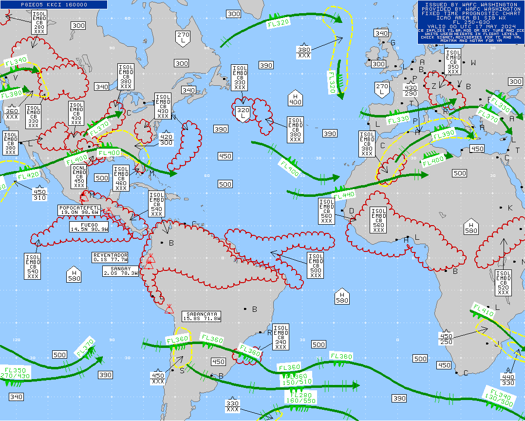 South America / Africa Turbulence Maps 00 UTC