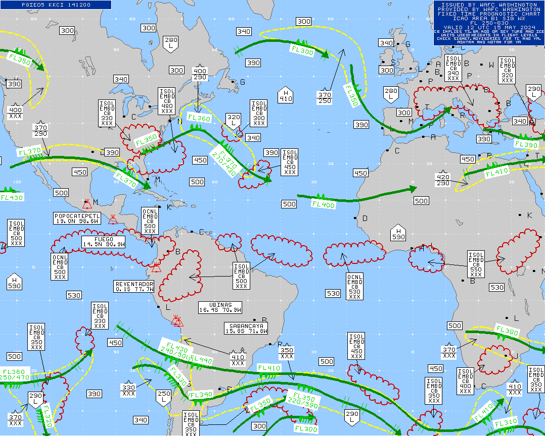 South America / Africa Turbulence Maps 12 UTC