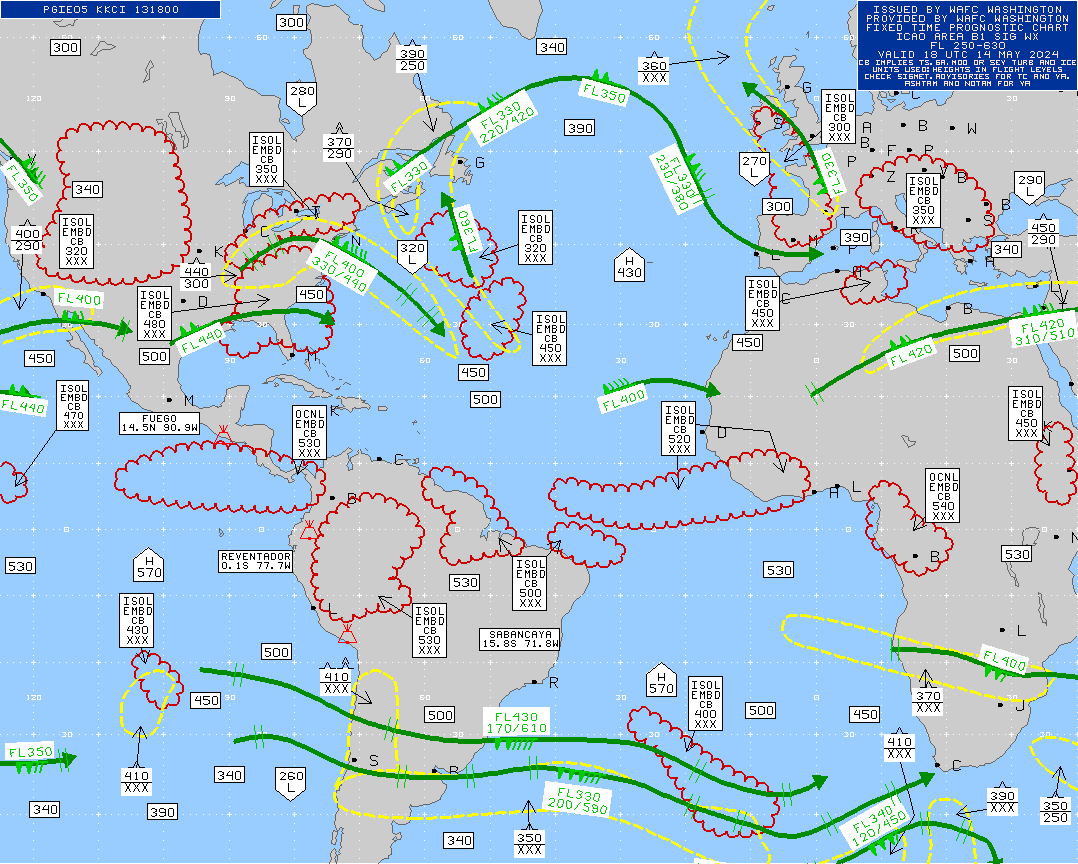 South America / Africa Turbulence Maps 18 UTC