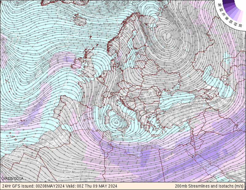 European 200mb Maps - COLA 24 hr
