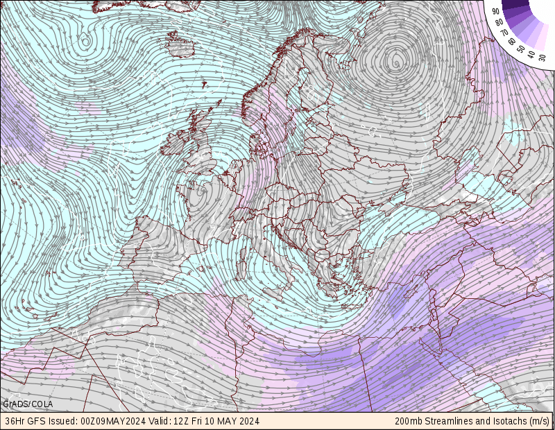 European 200mb Maps - COLA 36 hr