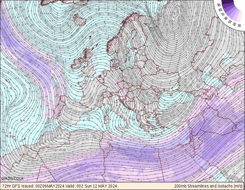 European 200mb Maps - COLA 72 hr