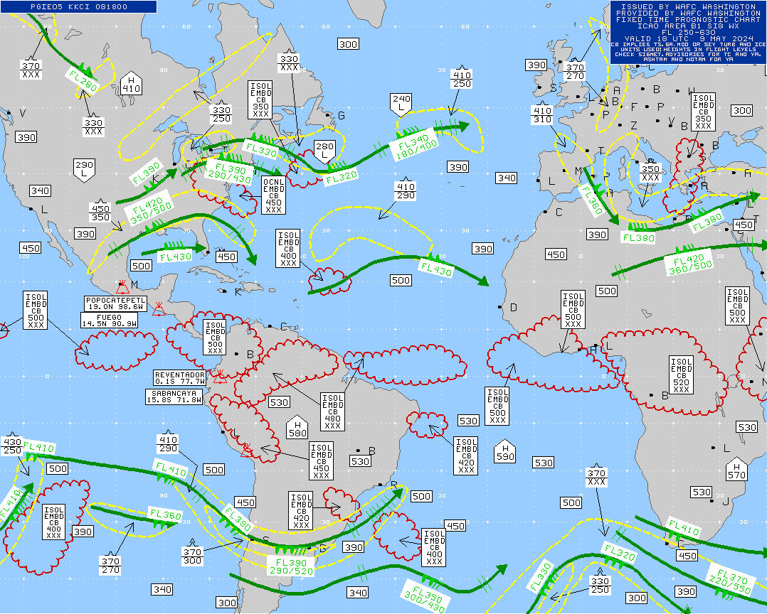 Atlantic Ocean Turbulence Trouble Spots 18 UTC