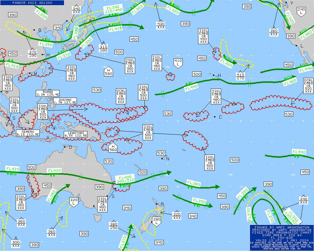 Australia / Asia / Pacific Turbulence Maps 12 UTC