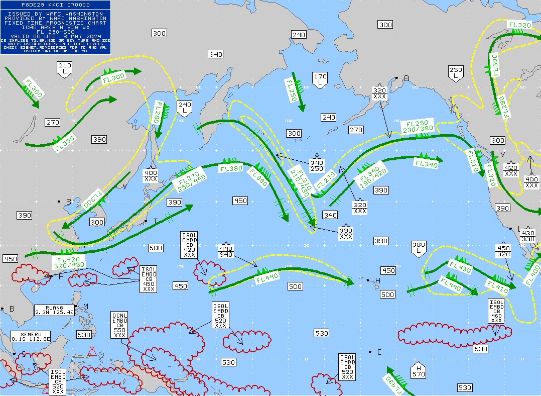 Japan / Asia Turbulence Maps 00 UTC
