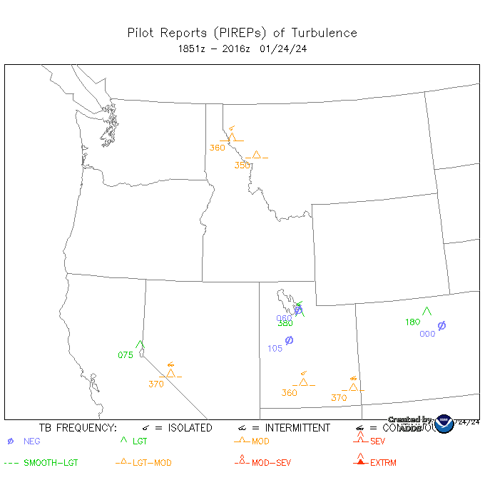 Pilot Reports (PIREPs) of Turbulence Northwest