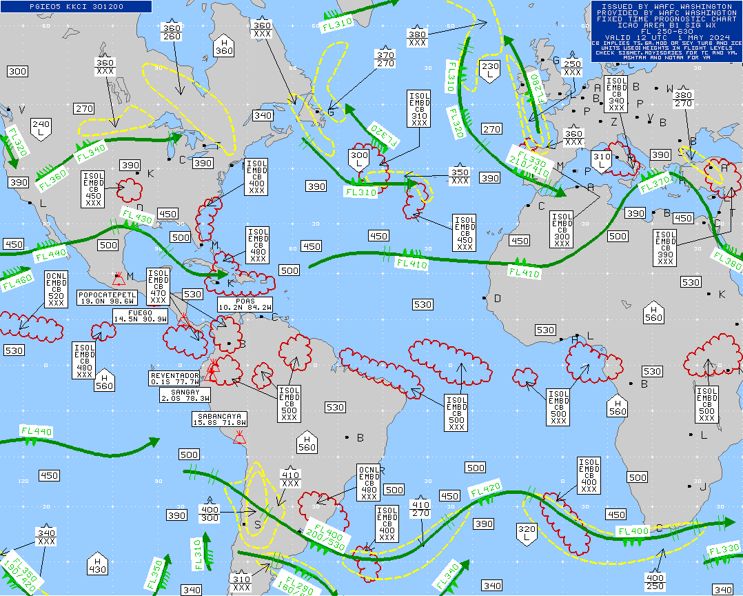 South America / Africa Turbulence Maps 12 UTC