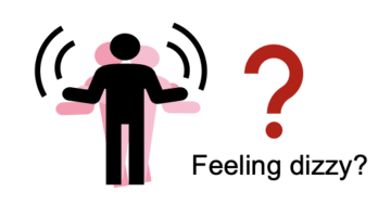 Illustration of a person being dizzy and a question mark
