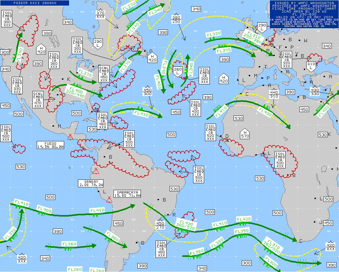 Atlantic Ocean Turbulence Trouble Spots 06 UTC