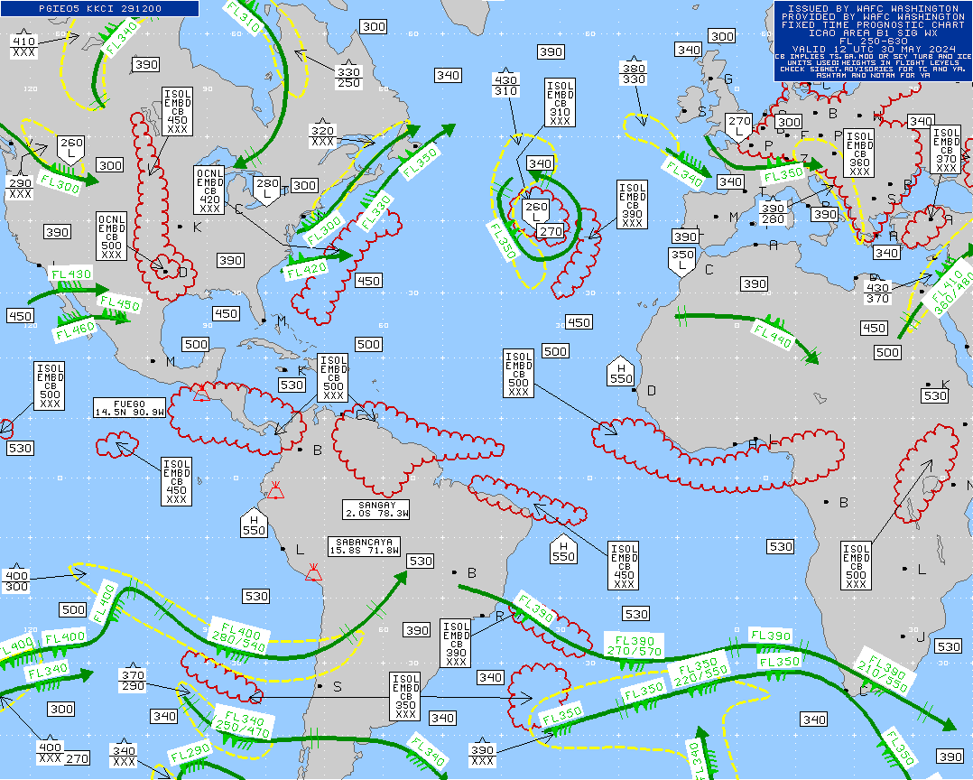 Atlantic Ocean Turbulence Trouble Spots 12 UTC
