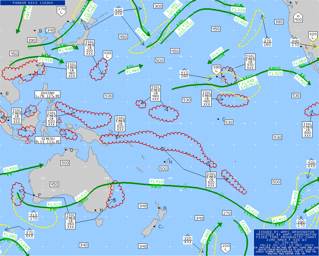 Australia / Asia / Pacific Turbulence Maps 00 UTC