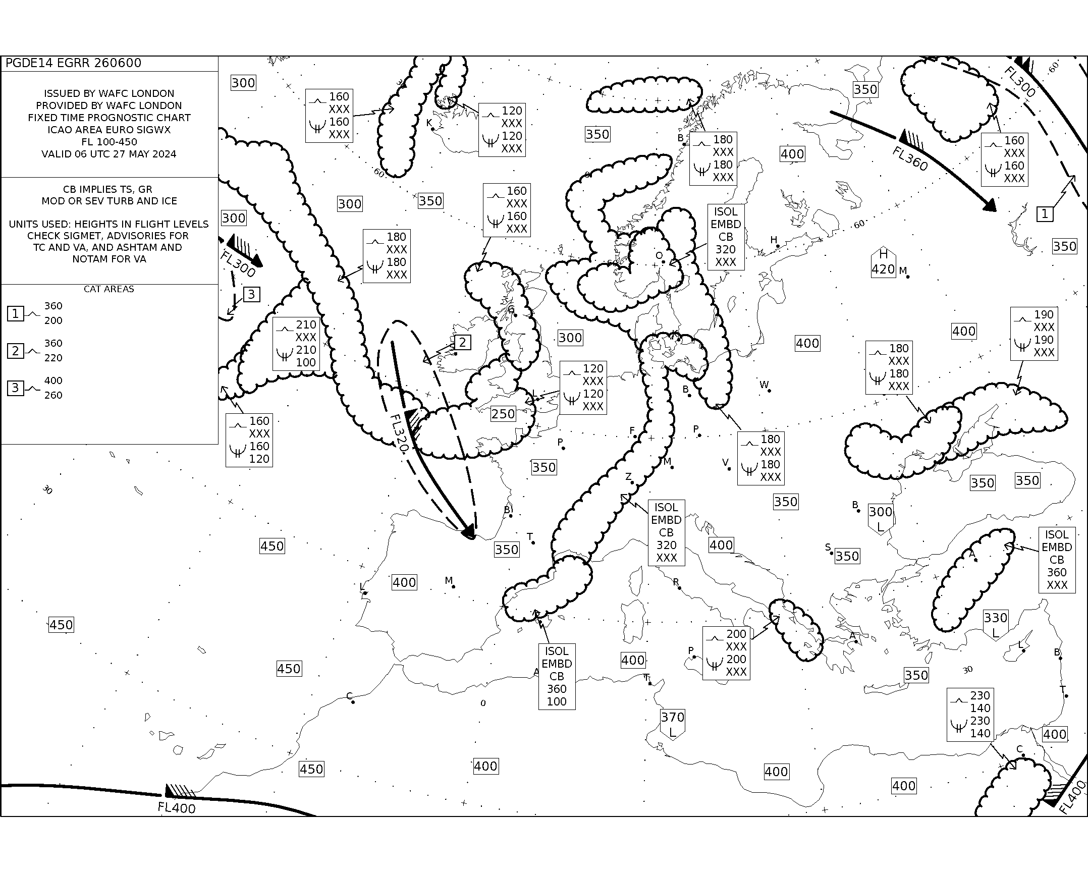 Polar Route Europe Atlantic Turbulence Maps 06 UTC