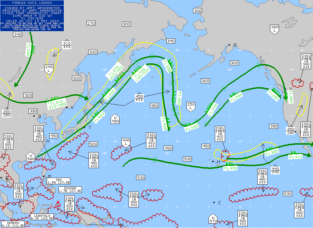 Japan / Asia Turbulence Maps 00 UTC