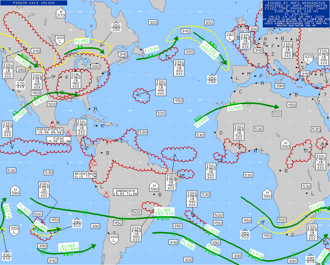 South America / Africa Turbulence Maps 18 UTC